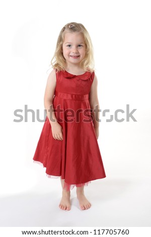 Smiling Little Girl Red Dress Stock Photo 117705760 - Shutterstock