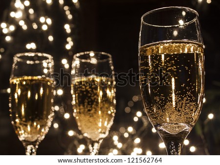 champagne flutes in holiday