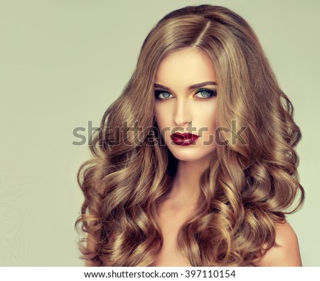 stock photo beautiful girl with long wavy hair fair haired model with curly hairstyle and fashionable 397110154
