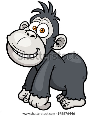 Vector Illustration Gorilla Cartoon Stock Vector 195576446 - Shutterstock