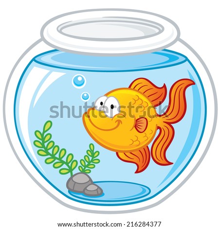 Vector illustration of Goldfish in a bowl