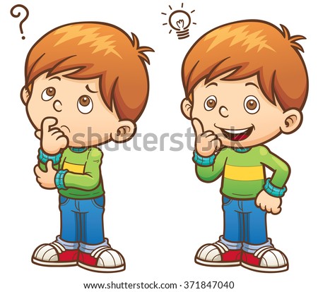 Vector illustration of Cartoon Boy thinking