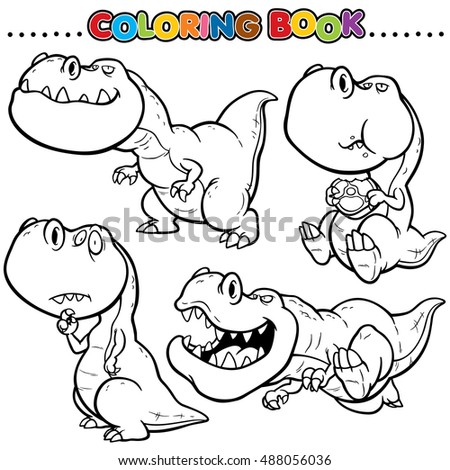 Cartoon Coloring Book Dinosaurs Character Stock Photo Vector