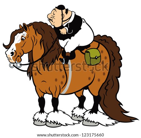 rider riding heavy horse,cartoon illustration,vector picture isolated ...