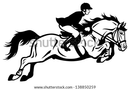 Horse Rider Black White Side View Stock Vector 138850259 - Shutterstock