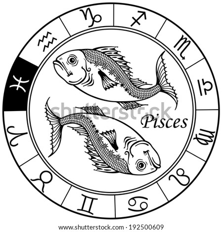 Download Pisces Astrological Zodiac Sign Black White Stock Vector ...