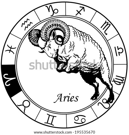 Aries Sheep Astrological Zodiac Sign Black Stock Vector 195535670 ...