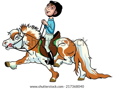 Cowboy Riding Horse Dramatic Action Cartoon Stock Vector 71137672 ...