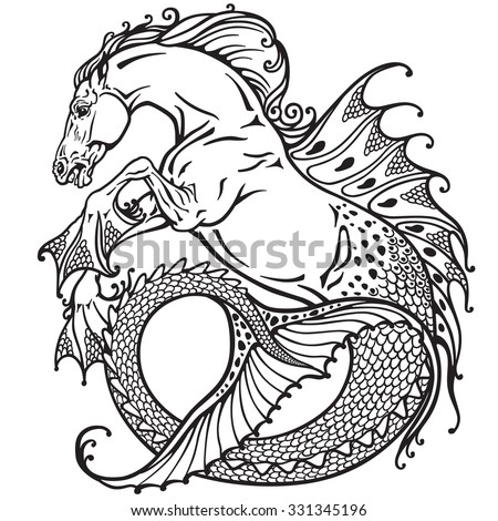 hippocampus kelpie mythological seahorse black white src=QwBHA15dFZNvLrb5bCEJGA 1 77