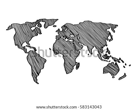 world map simple drawn vector