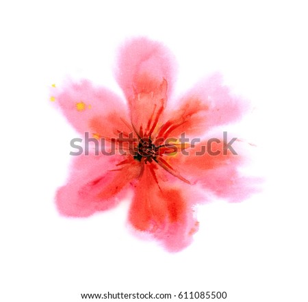 Beautiful Pink Flower Watercolor Painting Stock Illustration 127369511 ...