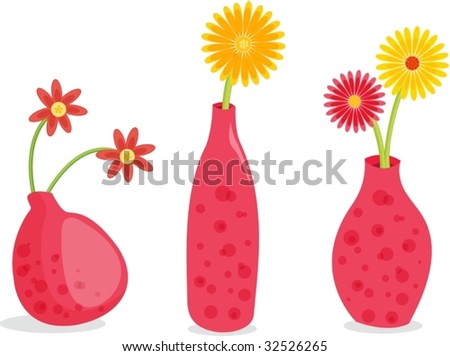 Happy Vase Flowers Stock Vector 69521374 - Shutterstock