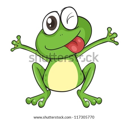 Excited Cartoon Frog Vector Illustration Simple Stock Vector 113622055 ...