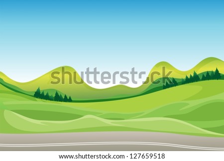 Illustration of a road and a beautiful landscape
