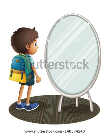 Illustration Boy Standing Beside Mirror On Stock Vector 148594373 ...