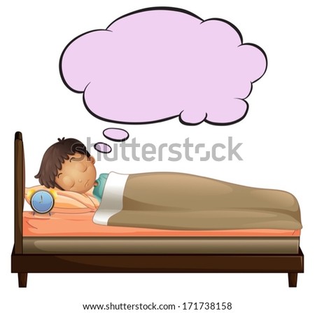 Illustration of a young boy with an empty thought while sleeping on a ...