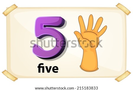 Illustration Flashcard Number Five Stock Vector 215183833 - Shutterstock