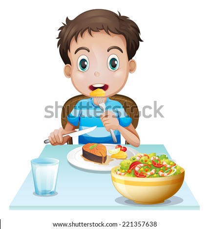 Illustration Cartoon Girl Eating Stock Vector 124675528 - Shutterstock