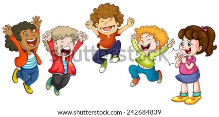 Illustration Children Jumping Stock Vector (Royalty Free) 242684839