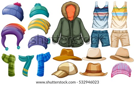 Winter And Summer Clothes Illustration Winter And Summer Clothes Illustration