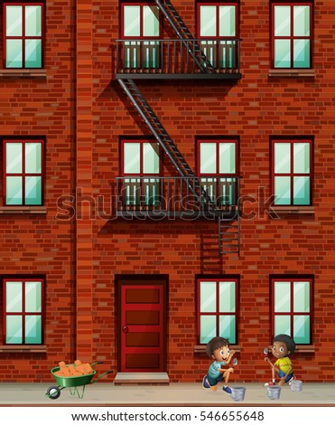Fire Escape On Apartment Wall Illustration Stock Vector 312350591 ... Fire Escape On Apartment Wall Illustration Stock Vector 312350591 ...