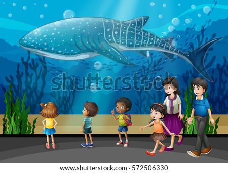 Killer whale in the aquarium illustration