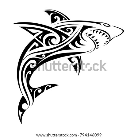 Tribal Tattoo Design Shark Ethnic Polynesian Stock Vector ...