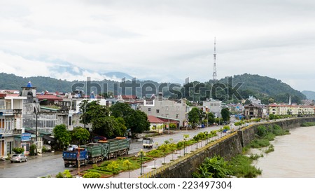 LAO CAI, VIETNAM - SEP 20, 2014: Architecture of Lao Cai, Vietnam. Lao Cai is the capital of Lao Cai province in Vietnam