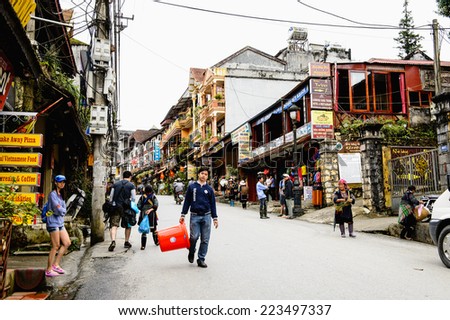 SAPA, VIETNAM - SEP 20, 2014: Architecture of Sapa, Lao Cai, Vietnam. Sapa is a frontier town and capital of Sapa District