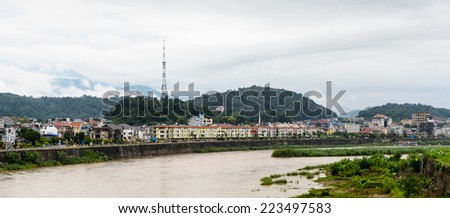 LAO CAI, VIETNAM - SEP 20, 2014: Architecture of Lao Cai, Vietnam. Lao Cai is the capital of Lao Cai province in Vietnam