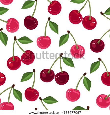 Seamless pattern with cherry. Vector illustration.