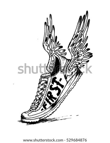 Vintage Handmade Shoes Wing Illustration Vintage Handmade Shoes Wing Illustration