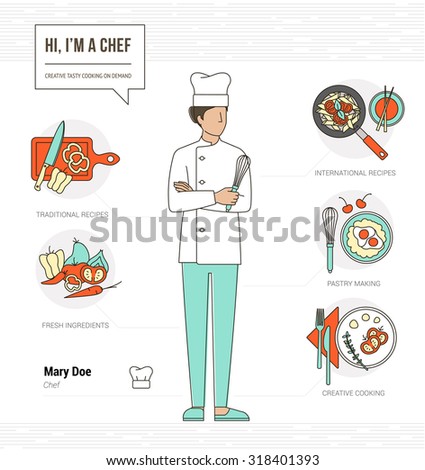 curriculum vitae pizza chef professional chef infographic resume skill thin stock vector curriculum vitae pizza chef professional chef infographic resume skill thin stock vector