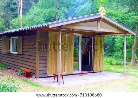 Wooden Bungalow Kitchen Bedroom Bathroom Outdoor Stock Photo