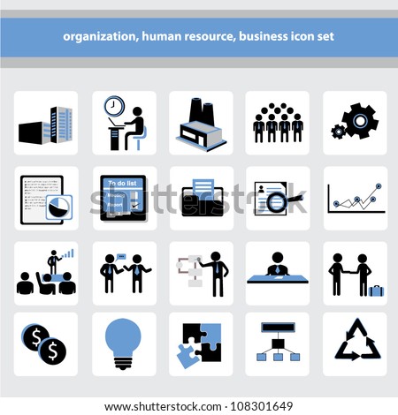 Organization Human Resource Business Icon Set Stock Vector 