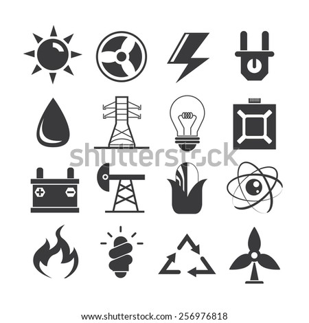 Energy Electricity Power Icons Stock Vector 140358562 - Shutterstock