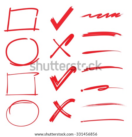 Red Highlighter Check Mark Underline Stroke Stock Vector 331456856