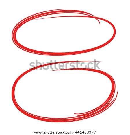 Red Hand Drawn Oval Circle Markers Stock Vector 441483379 - Shutterstock