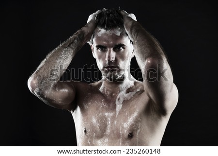 Shower Model young good looking man taking shower stock photo 235260139 Shower Model young good looking man taking shower stock photo 235260139