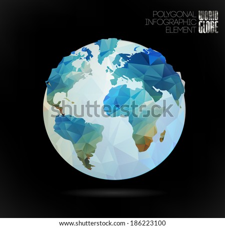 Vector World Globe 3d Triangular Map Stock Vector 184589687 - Shutterstock