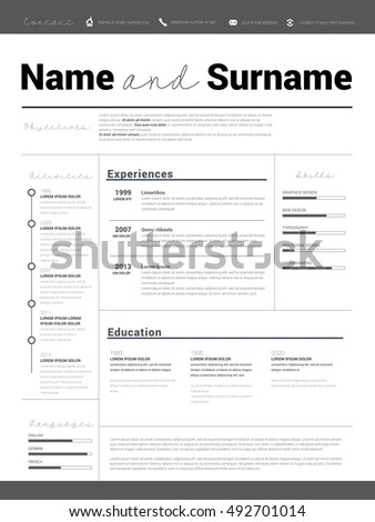 stock vector resume minimalist template simple design company application curriculum vitae moving example secretary trainee format samples stock vector resume minimalist template simple design company application curriculum vitae moving example secretary trainee format samples