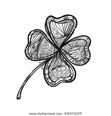 Beautiful Clover Drawn Pen Cute Doodle Stock Vector 436552429 ...