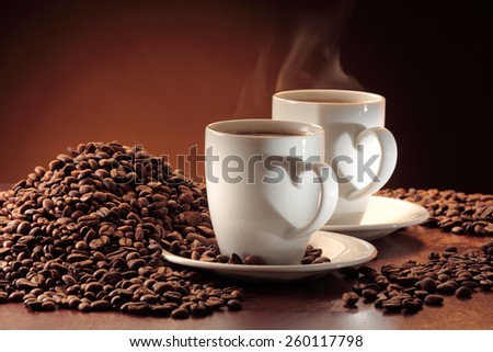 Two Coffee Cups With Coffee Two Coffee Cups With Coffee