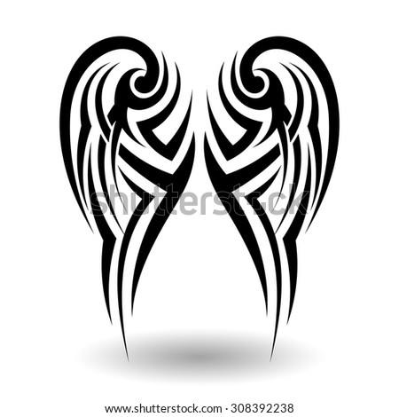 hand drawn tribal tattoo wings shape stock vector 308392238 hand drawn tribal tattoo wings shape stock vector 308392238