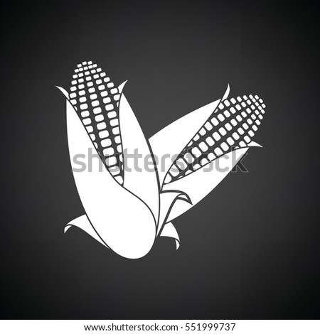 Corn icon. Black background with white. Vector illustration.