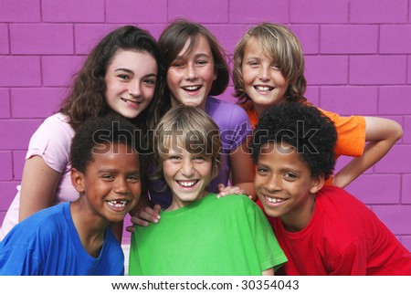happy group kids