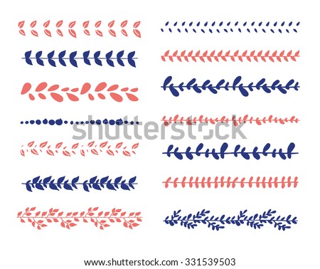 The set of hand drawn vector floral elements. Botanical pattern brushes for your design.