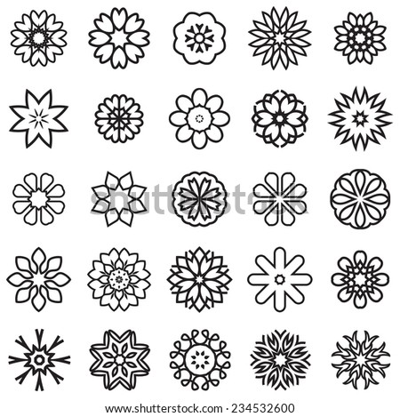 Set Graphic Flowers Stock Vector 97280633 - Shutterstock