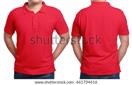 Download Red Polo Tshirt Mock Up Front Stock Photo 661704616 ...