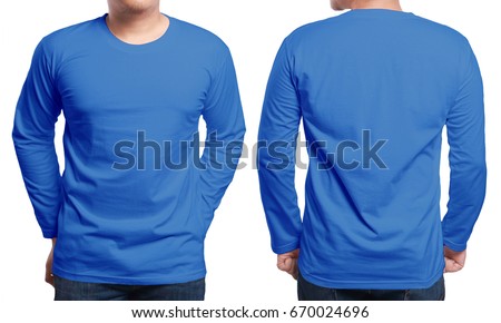 Download Blue Long Sleeved Tshirt Mock Up Stock Photo (Royalty Free ...